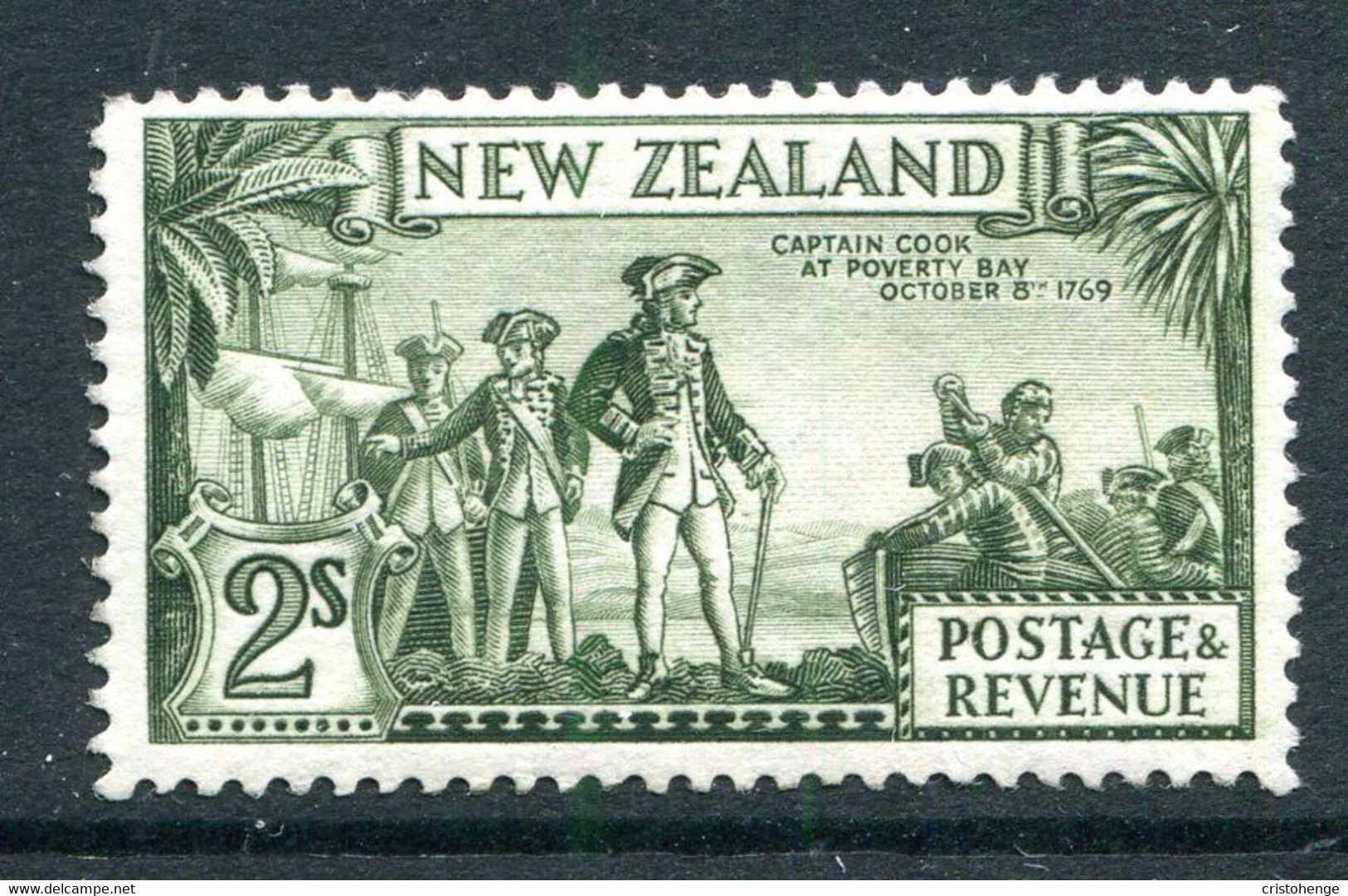 New Zealand 1936-42 Pictorials - Mult. Wmk. - 2/- Captain Cook - P.13½ X 14 - HM (SG 589c) - Nuevos