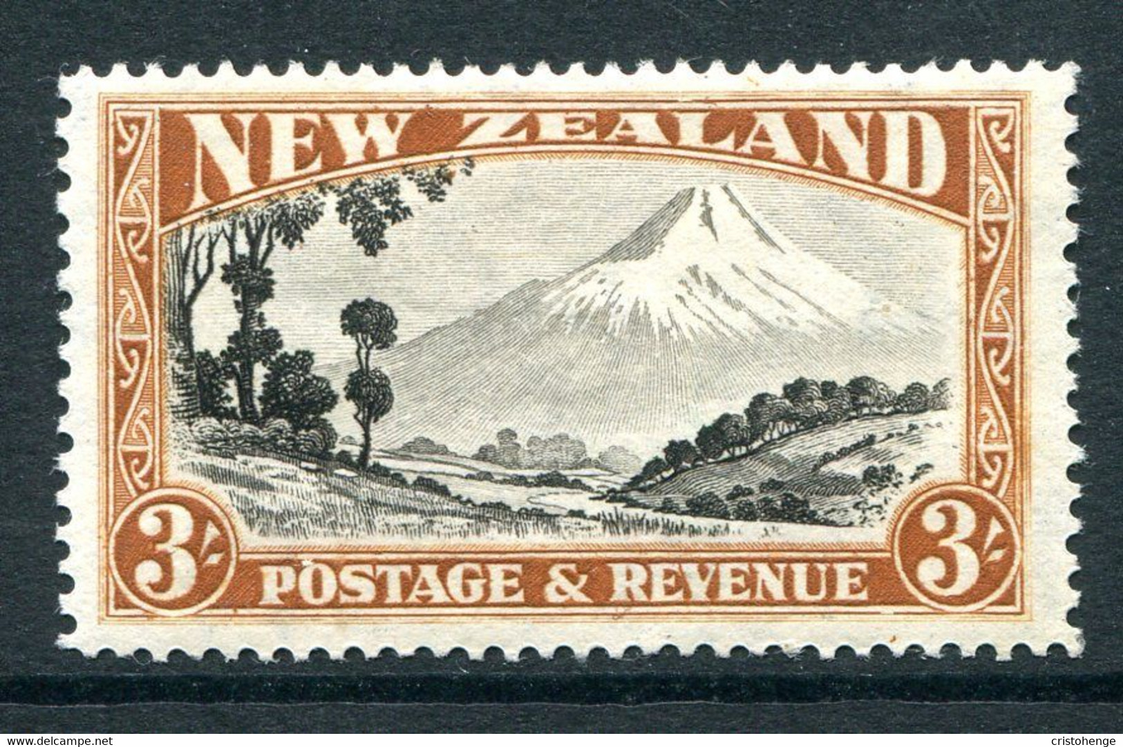 New Zealand 1936-42 Pictorials - Mult. Wmk. - 3/- Mt Egmont - P.14 X 13½ - HM (SG 590c) - Nuevos