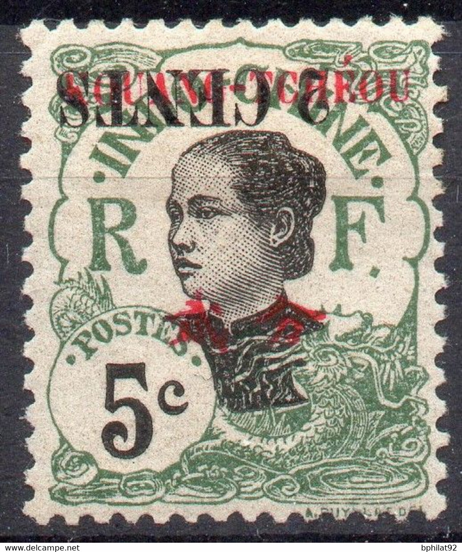 !!! KOUANG TCHEOU, N°38a 2 CENTS RENVERSE NEUF CHARNIERE, SIGNE SCHELLER - Unused Stamps