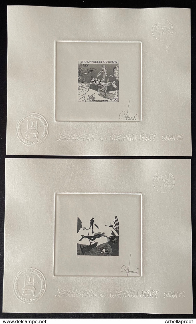 SAINT PIERRE & MIQUELON 1993 ARTIST PROOF + NEGATIVE " SCUBA DIVING" - Imperforates, Proofs & Errors