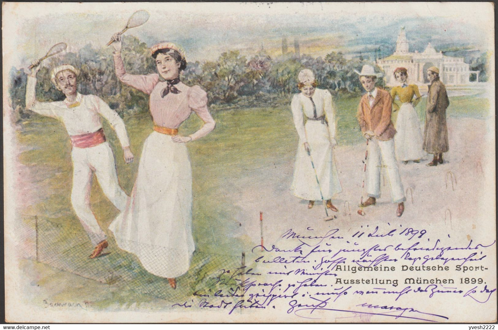 Bavière 1899. Entier Postal TSC. Exposition De Sports Munich. Tennis Ou Badminton, Cricket - Bádminton