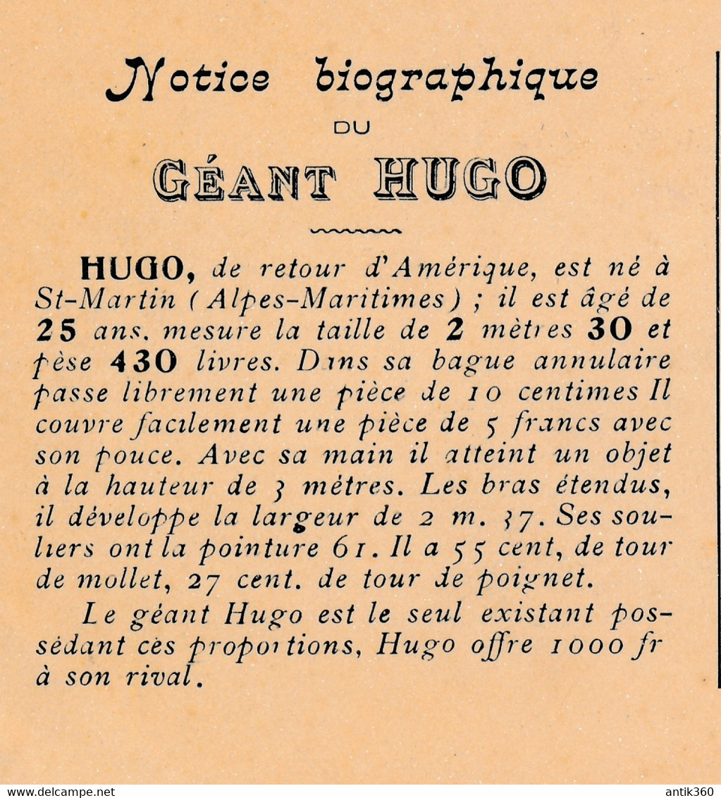 CPA Cirque HUGO Le Plus Grand Des Géants Existant Sur Terre Né à Saint Martin Alpes Maritimes - Cirque