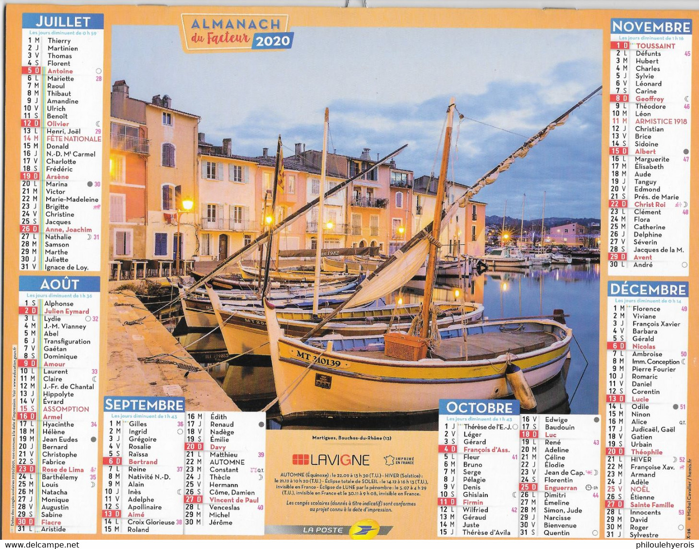 CALENDRIER 2020 BORMES LES MIMOSAS (83) Et MARTIGUES (13) - Groot Formaat: 2001-...