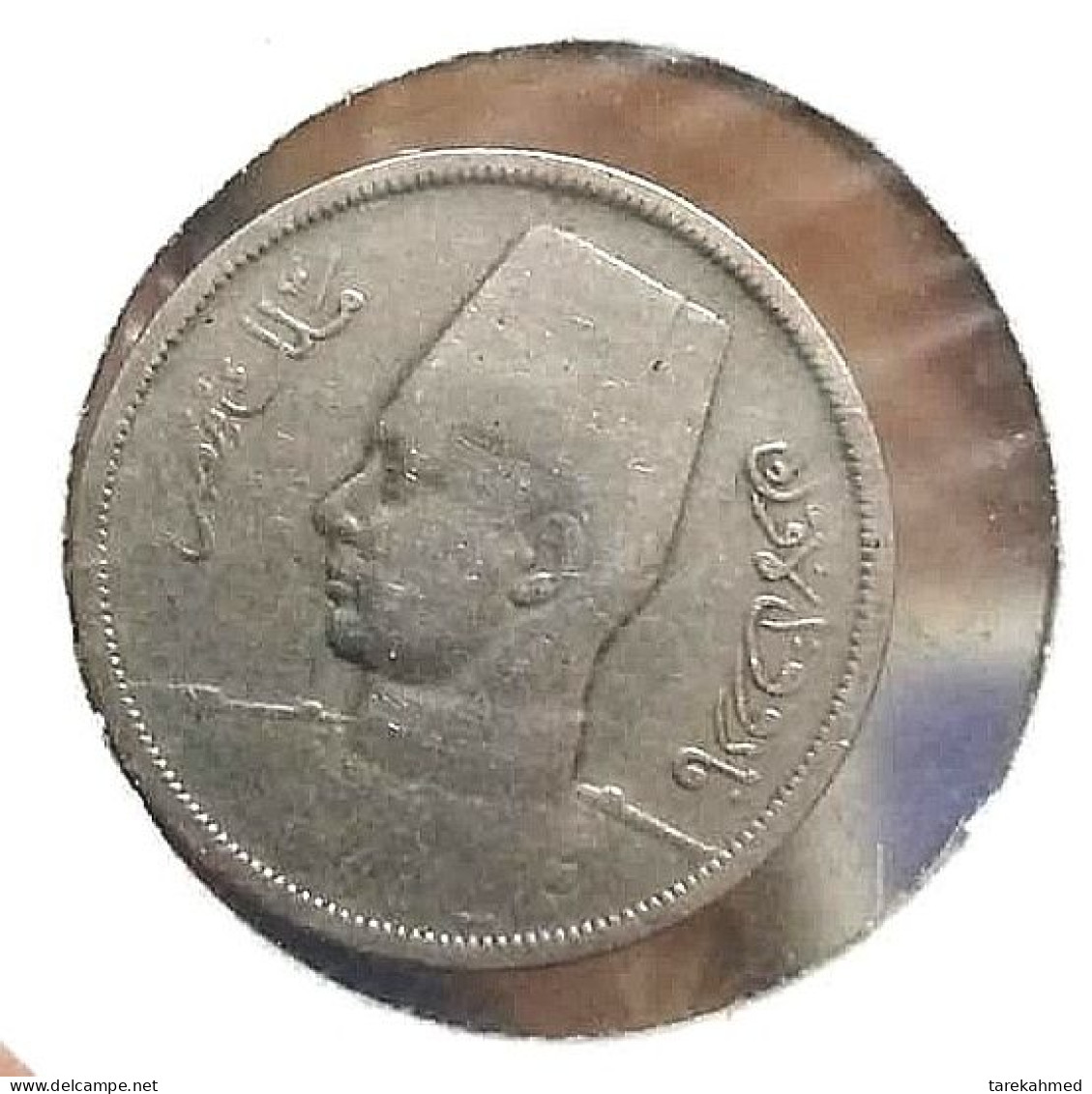 Counter Marked King Farouk's Coin Of 1938 , District Of Naples .. GB Colonel 33 / To Identify . Gomaa - Adel