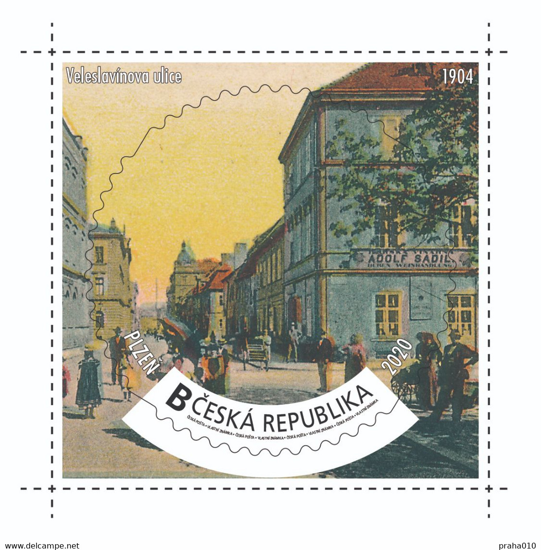 Czech Rep. / My Own Stamps (2020) 1021: City Plzen (1295-2020) - Pilsen (1904) Veleslavinova Street - Unused Stamps