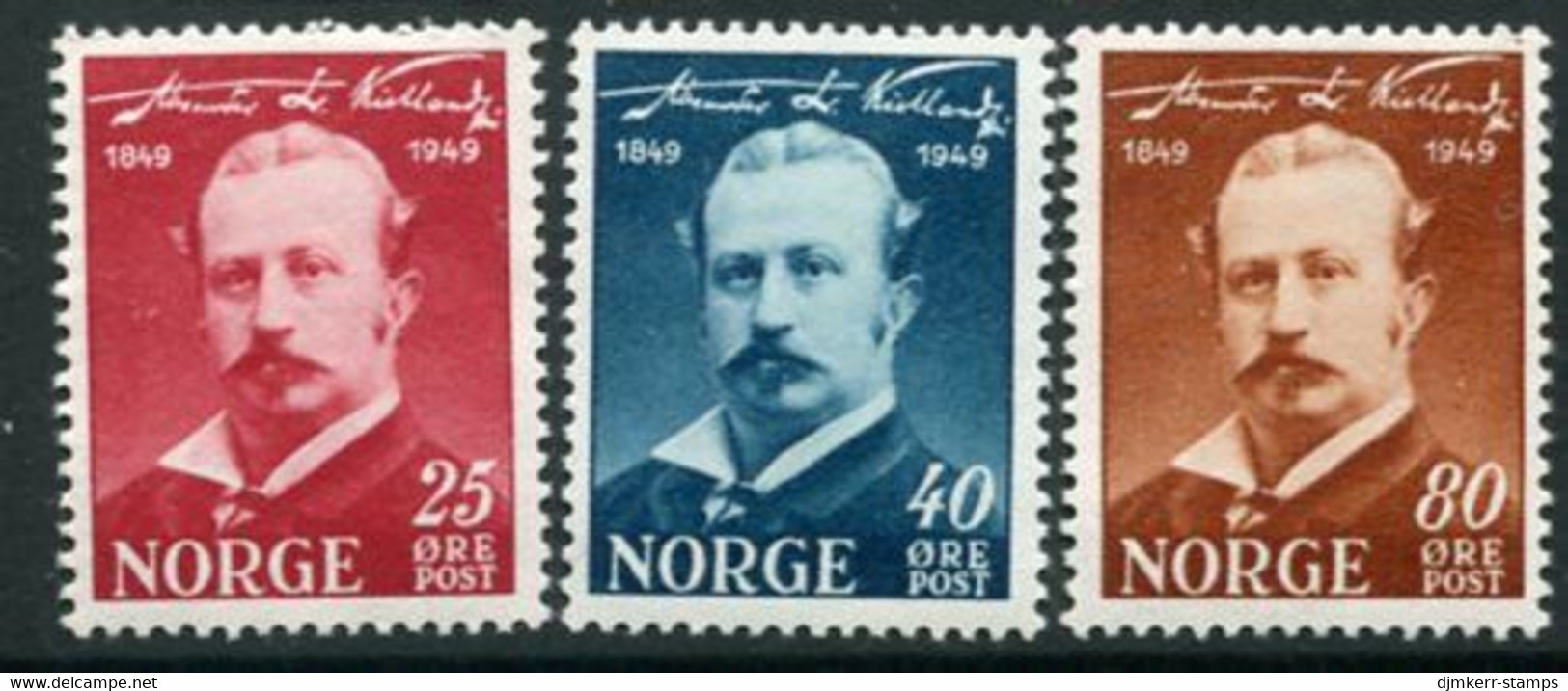NORWAY 1949 Kielland Birth Centenary MNH / **.  Michel 340-42 - Neufs