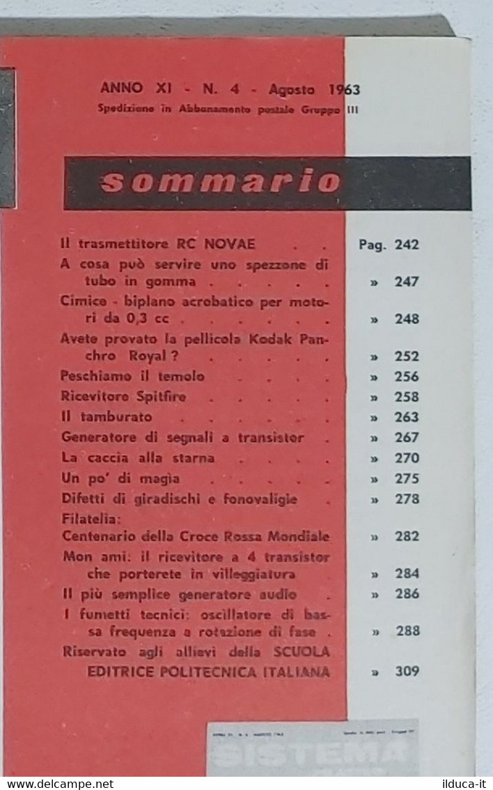 12521 SISTEMA PRATICO - Anno XI Nr 4 1963 - SOMMARIO - Scientific Texts