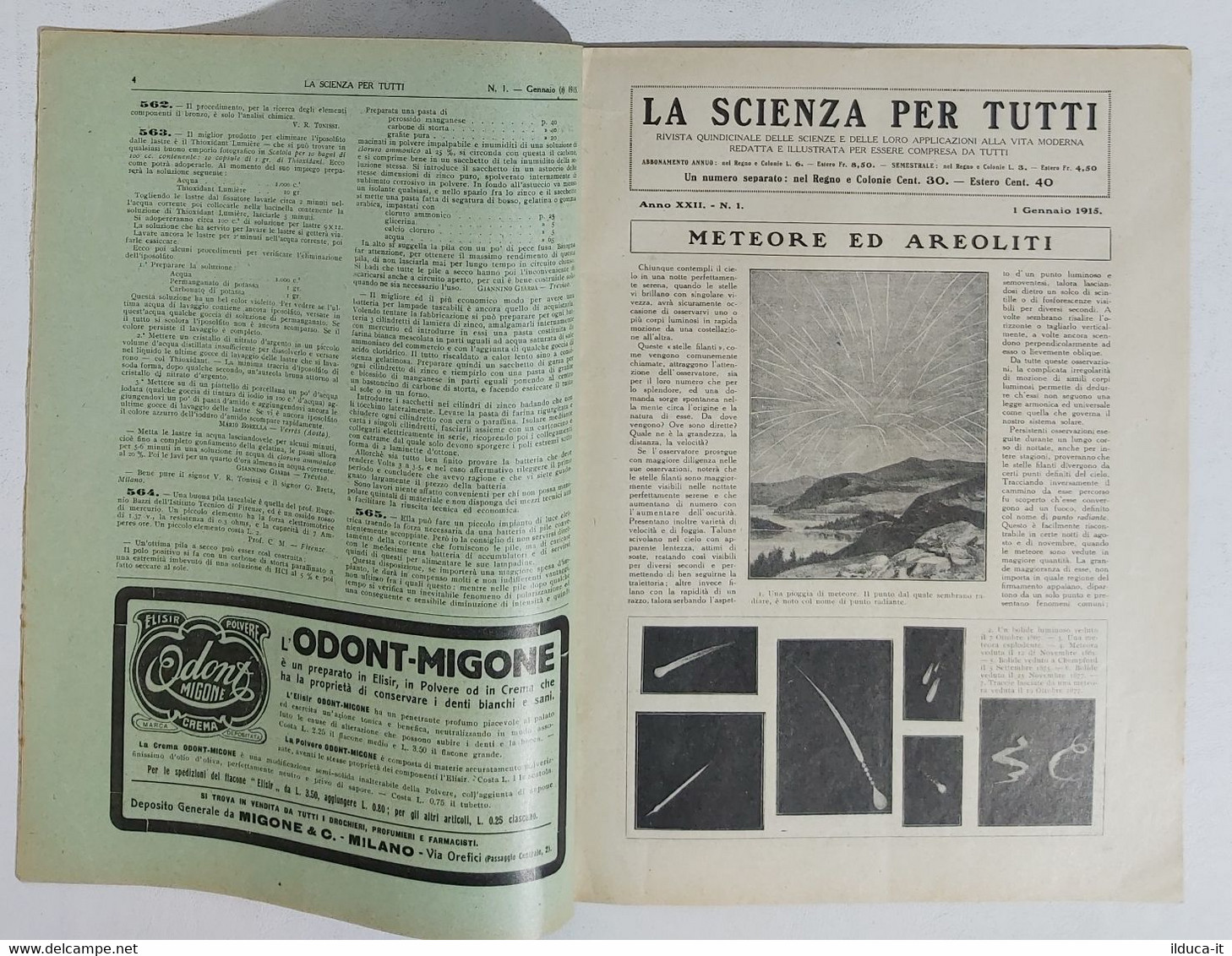 15782 La Scienza Per Tutti - A. XXII N. 01 Sonzogno 1915 - Forno Elettrico - Wissenschaften