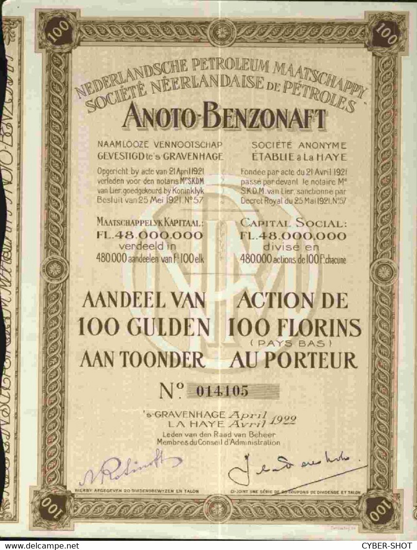 SOCIETE NEERLANDAISE DE PETROLES ANOTO BENZONAFT 100 (ROYAL DUTCH (FRANCE) - Oil