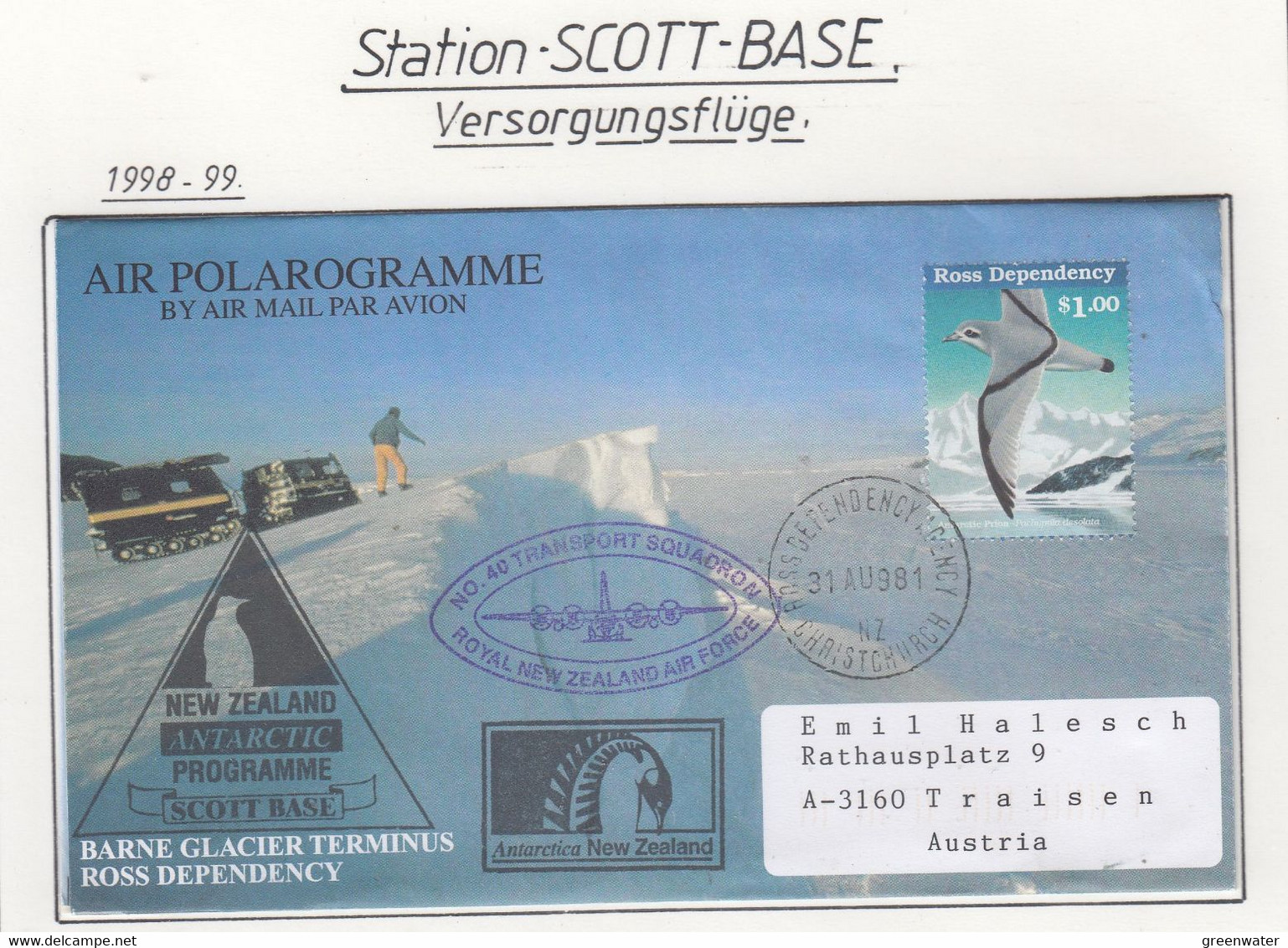 Ross Dependency Scott Base 1998 N° 40 Transport Squadron Ca Scott Base Ca Ross Dependency 31 AU 98 (AF163) - Vols Polaires