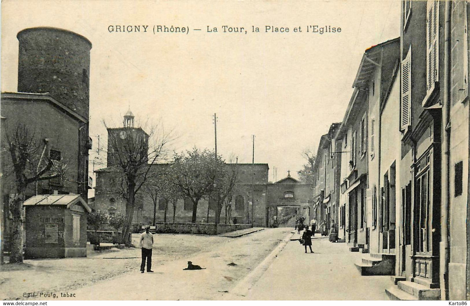 Grigny * La Tour , La Place Et L'église Du Village * Balance Bascule Poids Public - Grigny