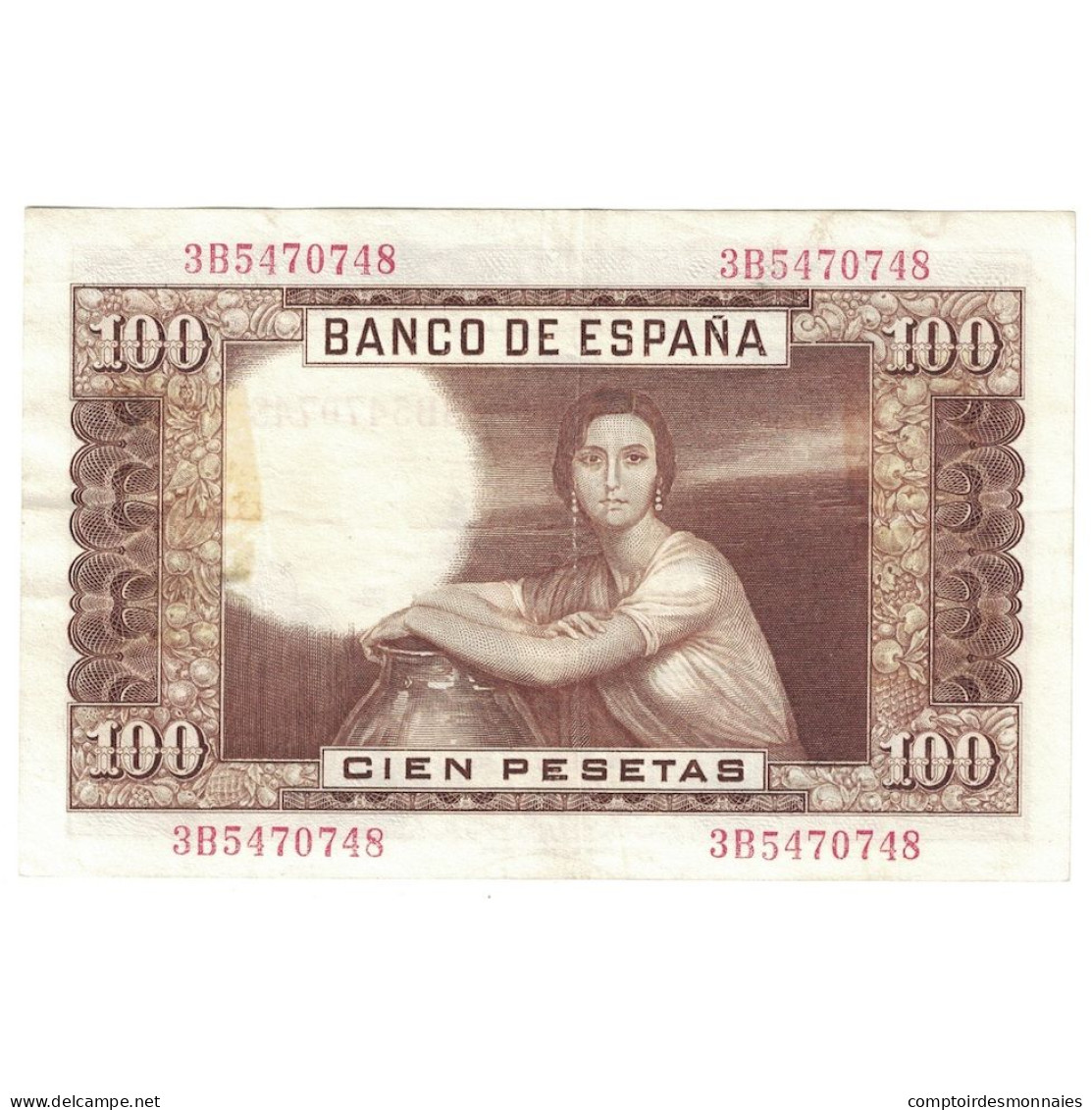 Billet, Espagne, 100 Pesetas, 1953, 1953-04-07, KM:145a, TTB+ - 100 Pesetas