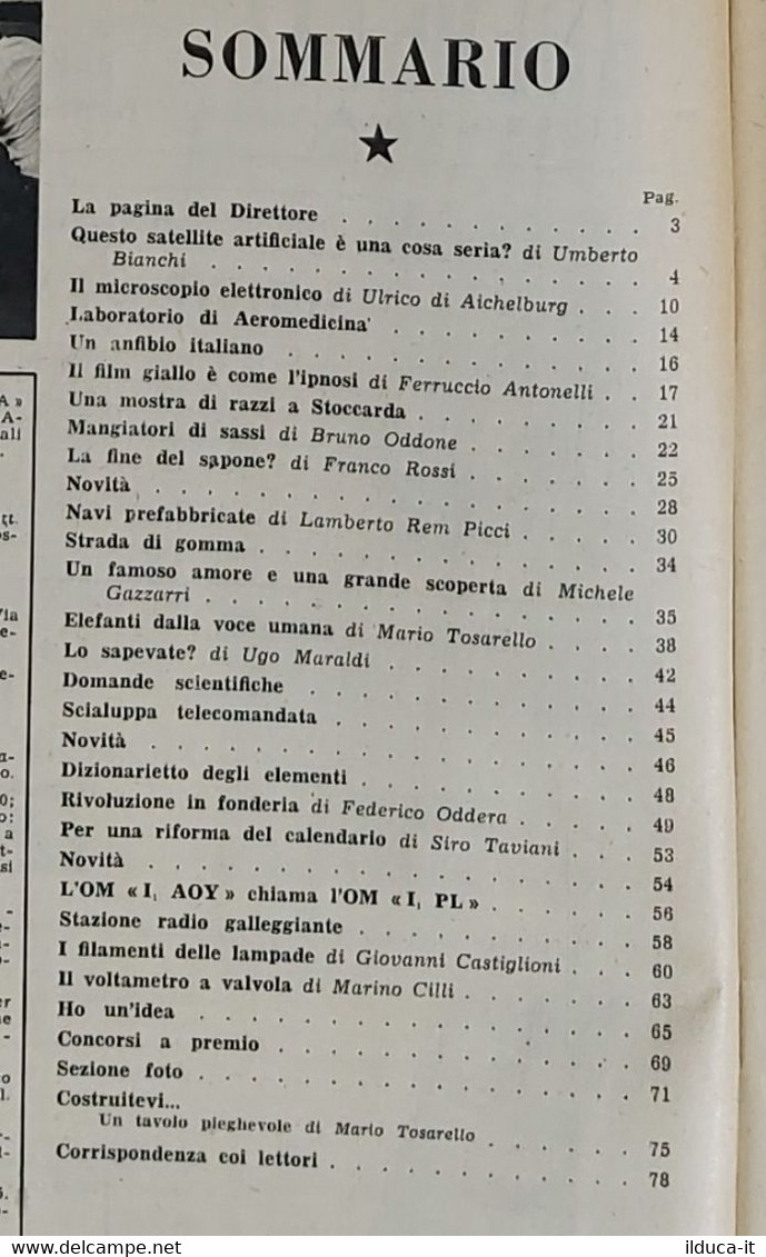 64361 La Scienza Illustrata - N. 2 1953 - Satellite Artificiale (Foto Sommario) - Textos Científicos