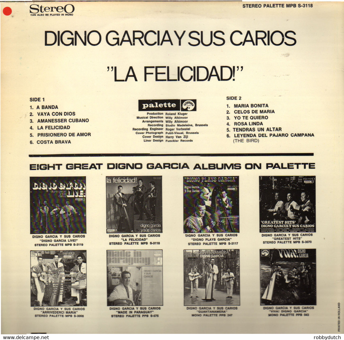 * LP *  DIGNO GARCIA Y SUS CARIOS - LA FELICIDAD! (BRAVO DIGNO !) (Holland 1968 EX!!) - Sonstige - Spanische Musik