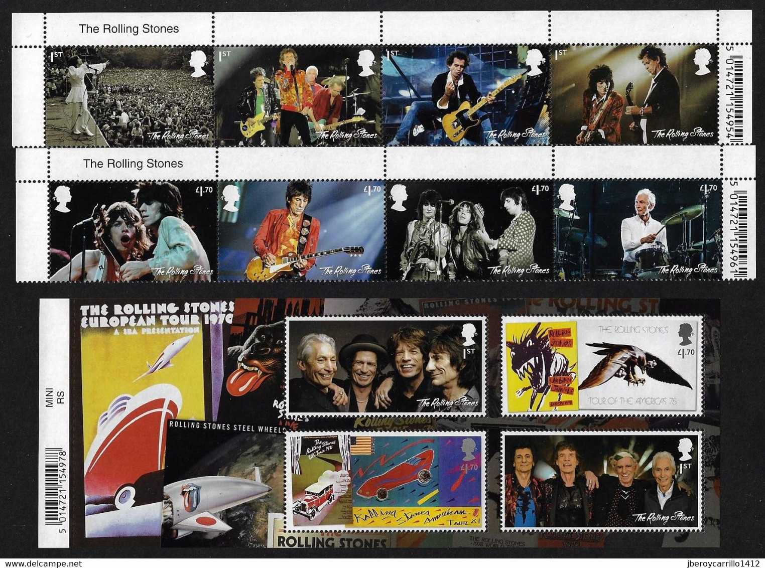 GREAT BRITAIN / GRAN BRETAÑA - 2022- MUSIC GIANTS VI-THE ROLLING STONES- 60 YEARS OF HISTORY  - SET Of 8 STAMPS + M.S. - Ohne Zuordnung