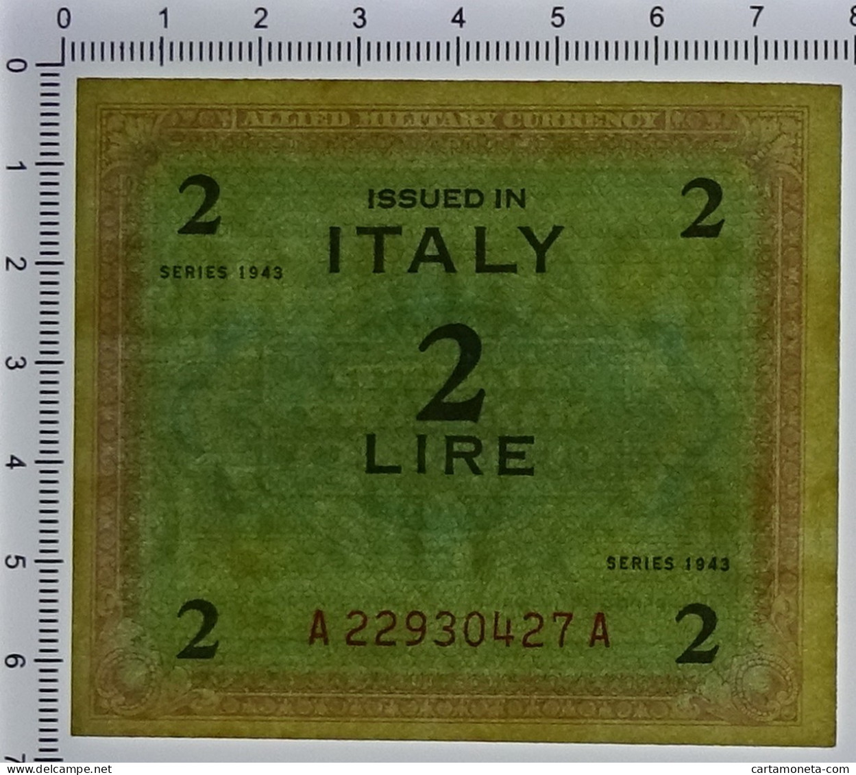 2 LIRE OCCUPAZIONE AMERICANA IN ITALIA MONOLINGUA BEP 1943 QFDS - Occupation Alliés Seconde Guerre Mondiale