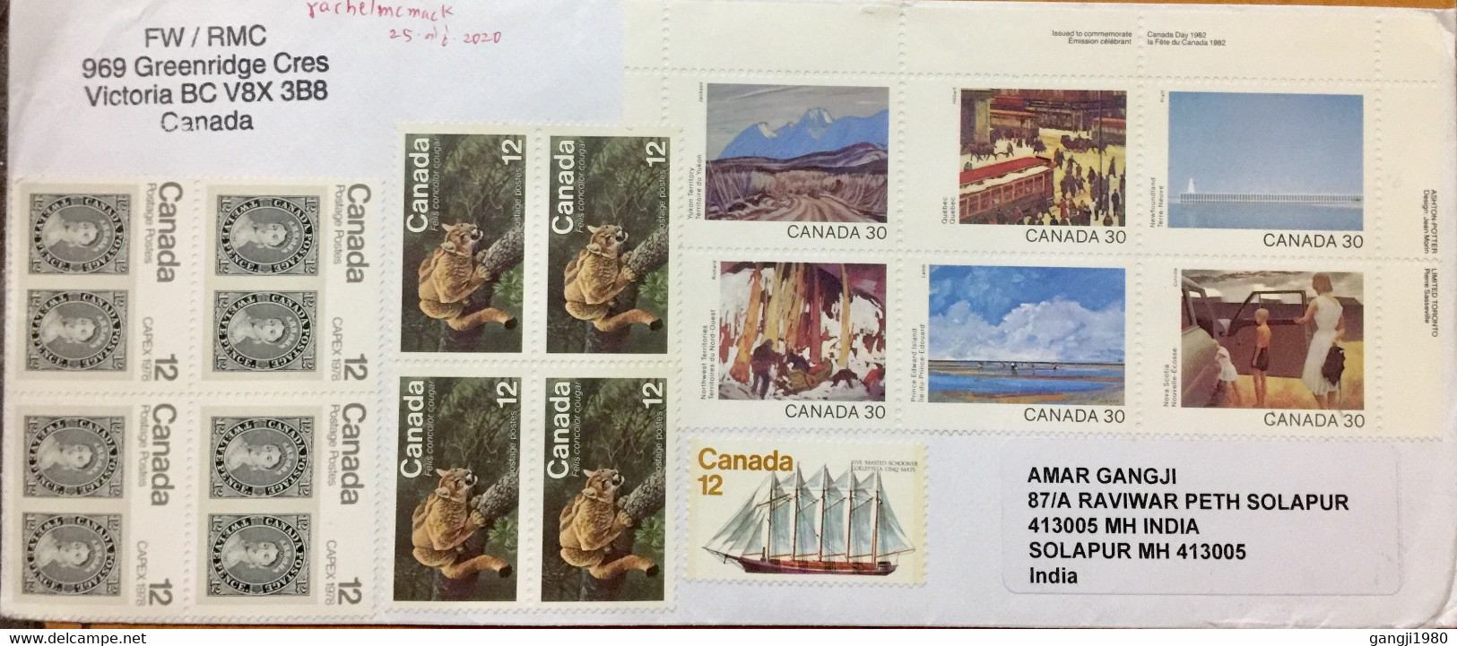CANADA 2020, CORONA VIROES PERIOD 15 STAMPS ON COVER ALL WITHOUT CANCELLATION,ART PAINTING,NATURE ,LEOPARD,ANIMAL,QUEEN, - Briefe U. Dokumente