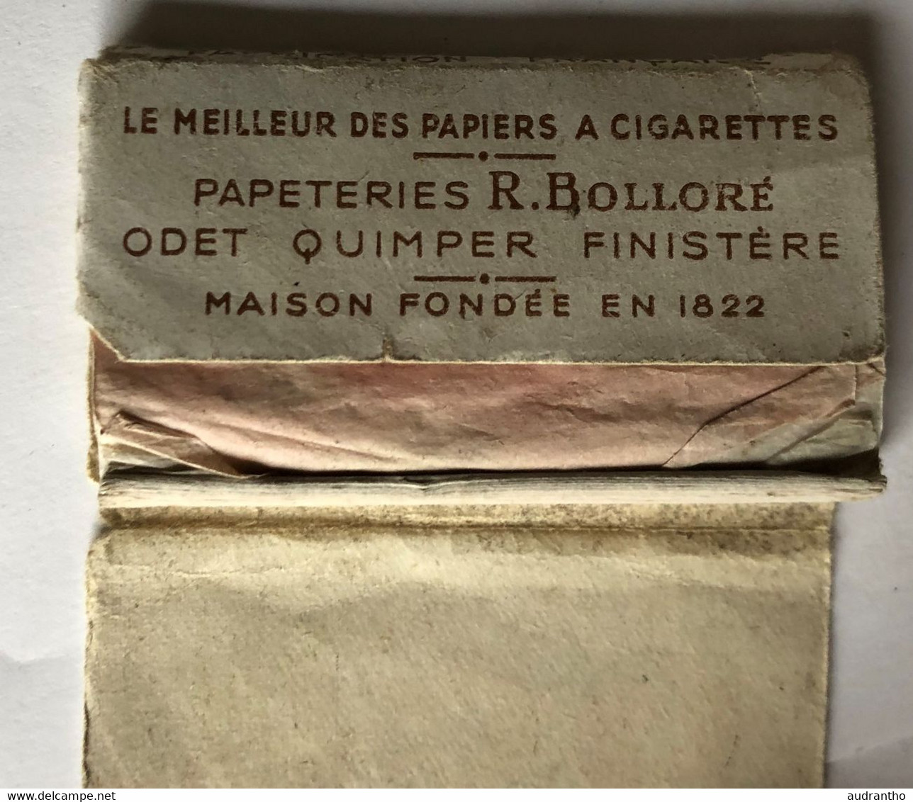 Ancien étui De Papier à Cigarettes OCB Papeterie R. Bolloré Odet Quimper - Andere & Zonder Classificatie