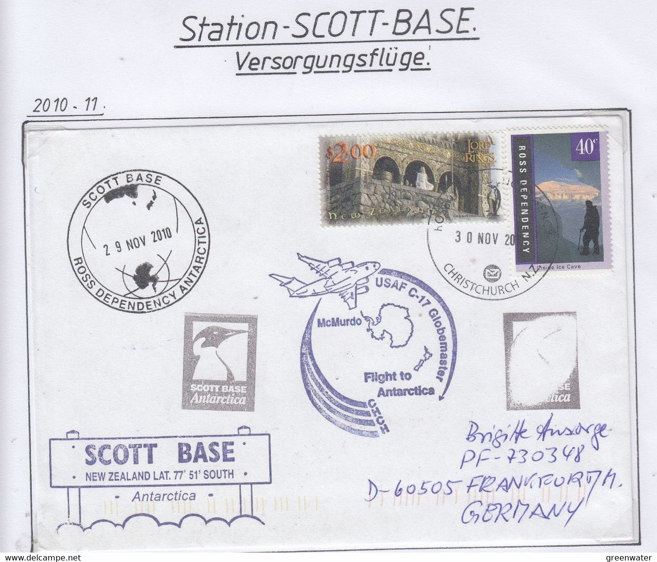 Ross Dependency Scott Base 2010 USAF Flight To Antarctica Ca Ross 30 NOV 2010  (AF191B) - Vols Polaires
