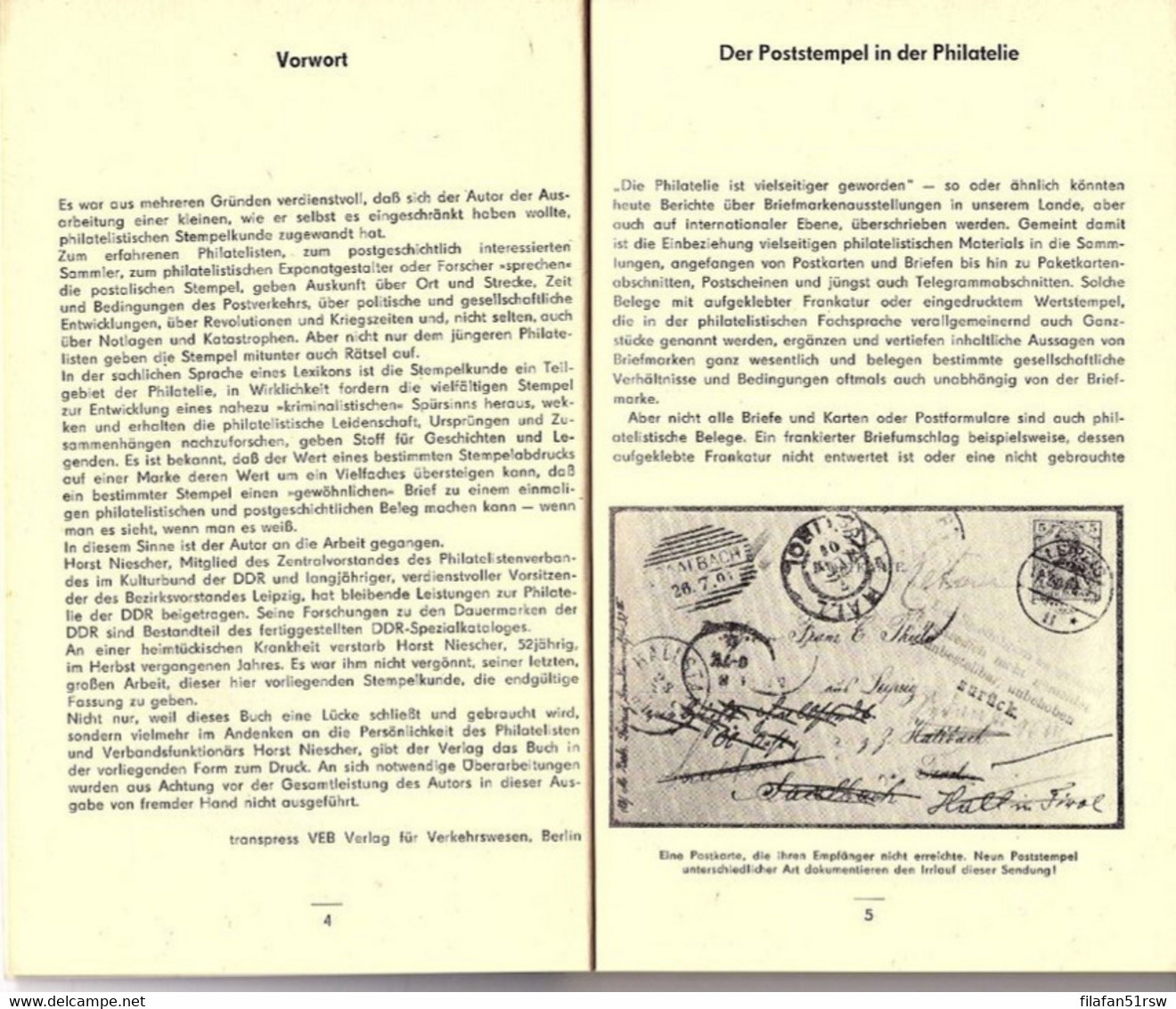 Kleine Stempelkunde, 1. Auflage, Horst Niescher, 162-925/197/84 Transpress, 1984, - Matasellos