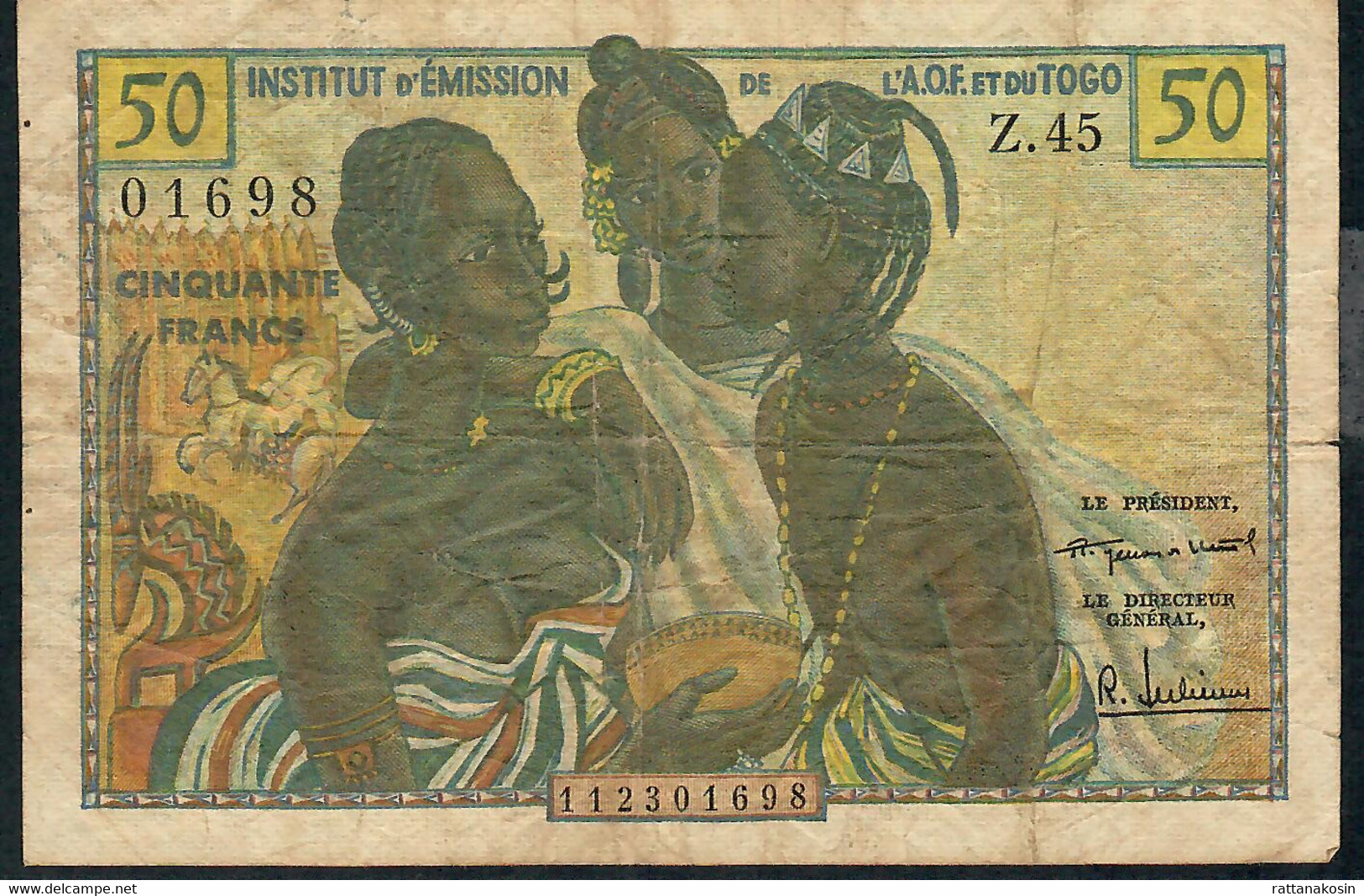 F.W.A.  AOF & TOGO FRENCH WEST AFRICA P45 50 FRANCS 1956   AVF - West-Afrikaanse Staten