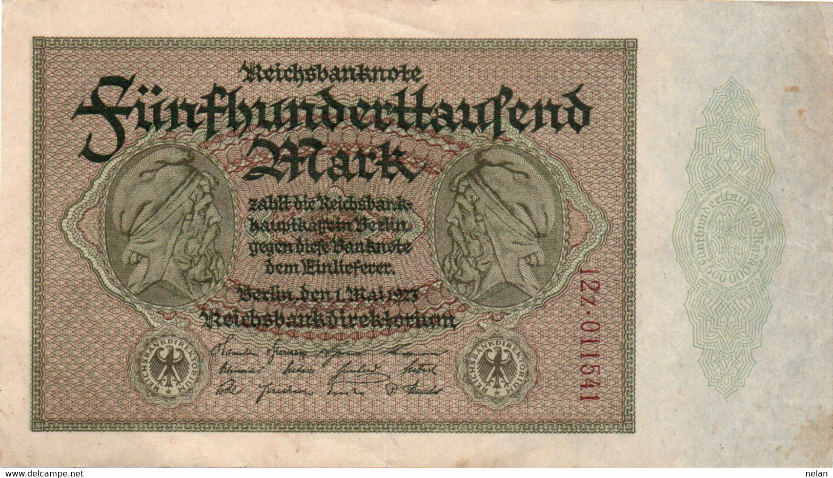 GERMANY- 500000 MARK 1923 -  Wor:P-88b.5, Ros:R-87g   XF+ - 500.000 Mark