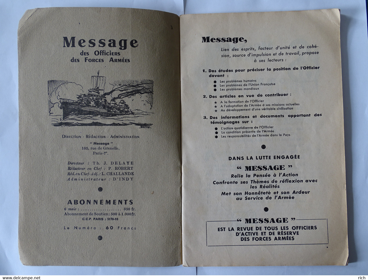 Revue 60 Pages - Message Des Officiers Des Forces Armées - 14 Mais 1948 - Problèmes Mondiaux De Tunis à Rome - French