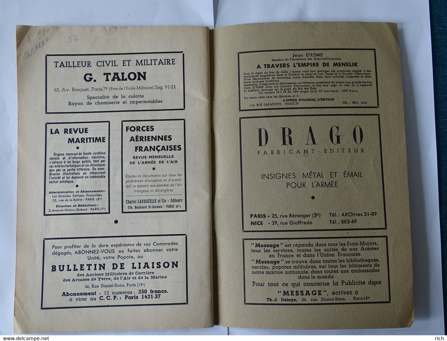 Revue 60 Pages - Message Des Officiers Des Forces Armées - 14 Mais 1948 - Problèmes Mondiaux De Tunis à Rome - French