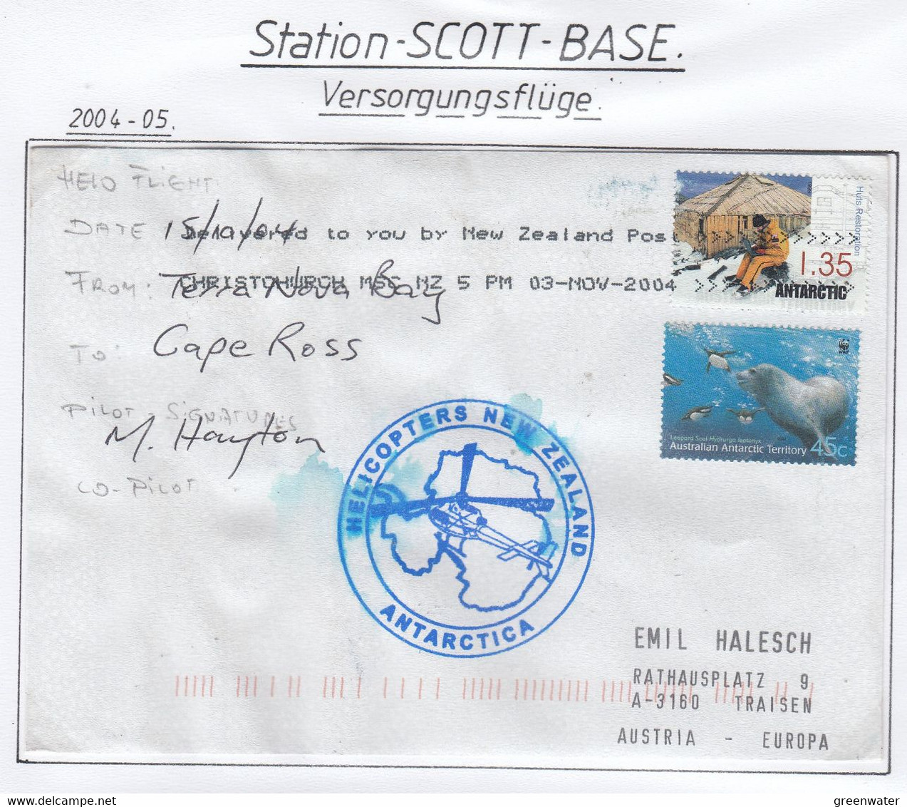 Ross Dependency / AAT 2004 Heli Flight From Terra Nova Bay To Cape Ross  Signature Ca 3 NOV 2004 (AF207B) - Vols Polaires