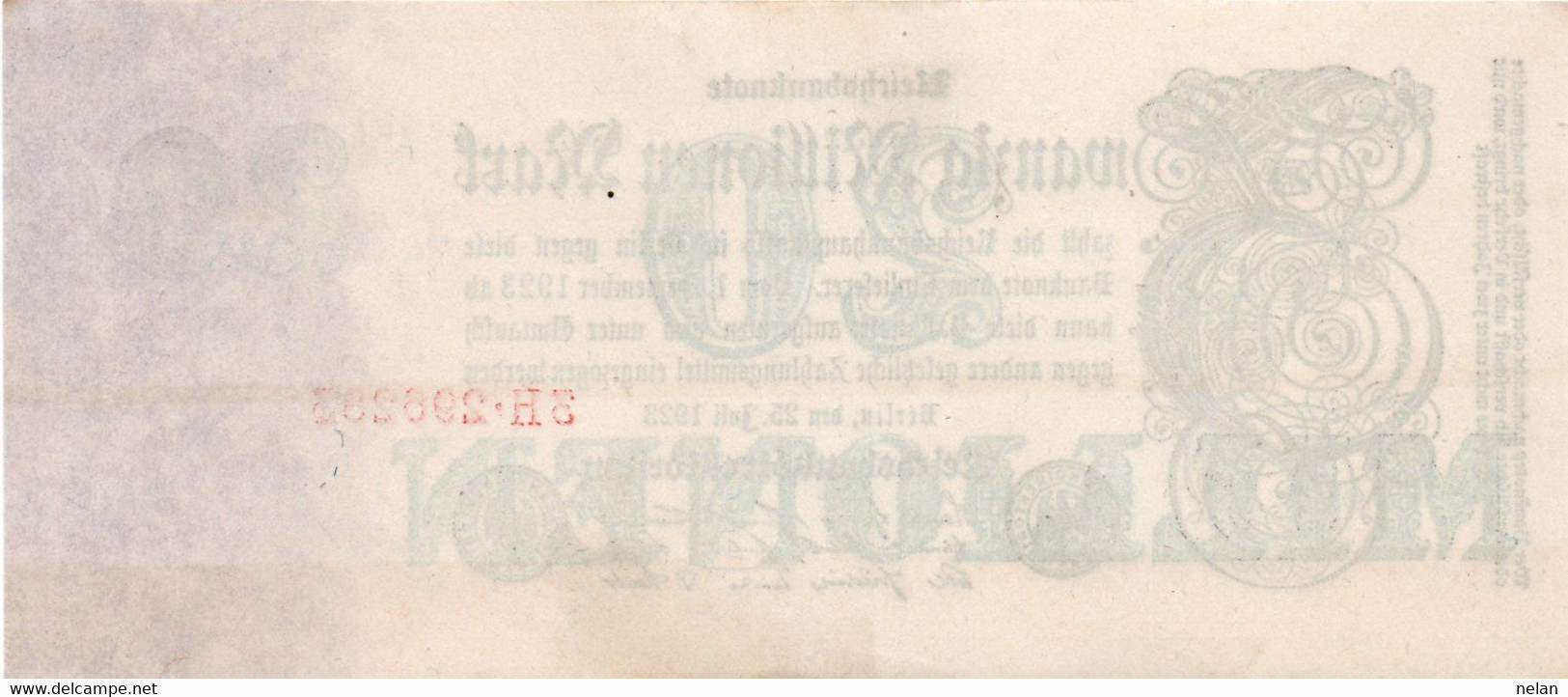 GERMANIA-REICHSBANKNOTE-20 MILLIONEN MARK 1923- Wor:P-97b.1, Ros:R-96b - UNIFACE - UNC (SERIE SPECIALE) NON COMUNE - 20 Mio. Mark