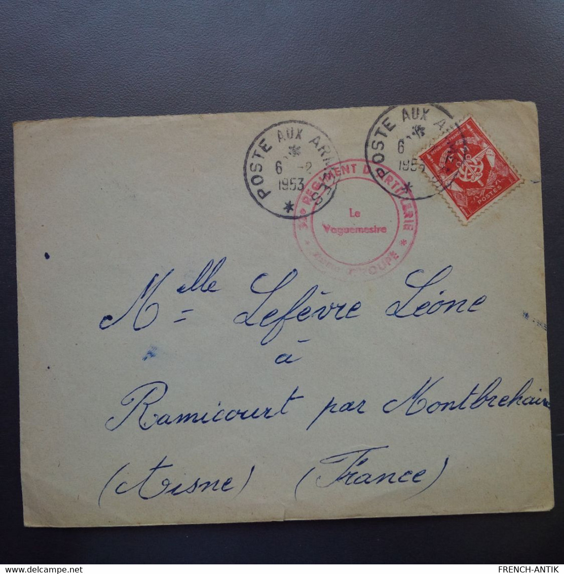 LETTRE POUR RAMICOURT AISNE CACHET POSTE AUX ARMEES ET 32E REGIMENT D ARTILLERIE - Briefe U. Dokumente