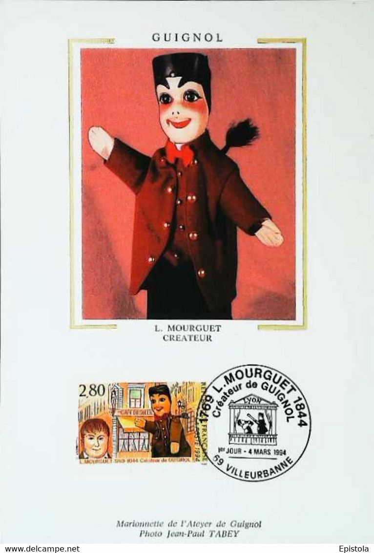 ► Carte Maximum En Soie De 2003 N° YT 3565 " LA FRANCE A VIVRE 2003 : GUIGNOL " T. CM - Marionetas