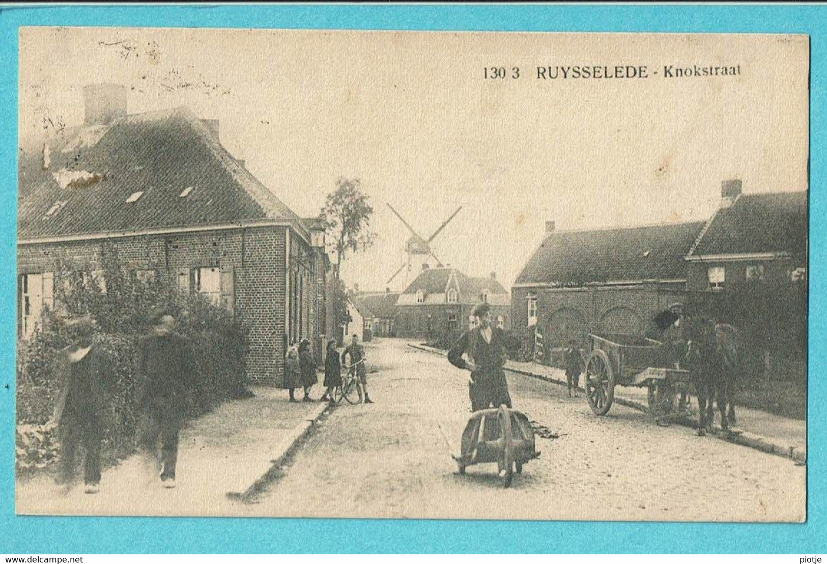 * Ruiselede - Ruysselede (West Vlaanderen) * (Cesar Standaert Drukker - 13013) Knokstraat, Attelage, Moulin, Molen TOP - Ruiselede