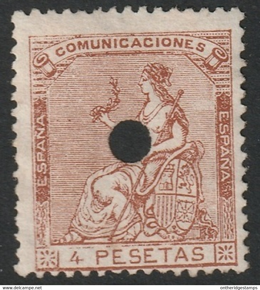 Spain 1873 Sc 199 Espana Ed 139T Yt 138 Used Telegraph Punch Cancel - Oblitérés