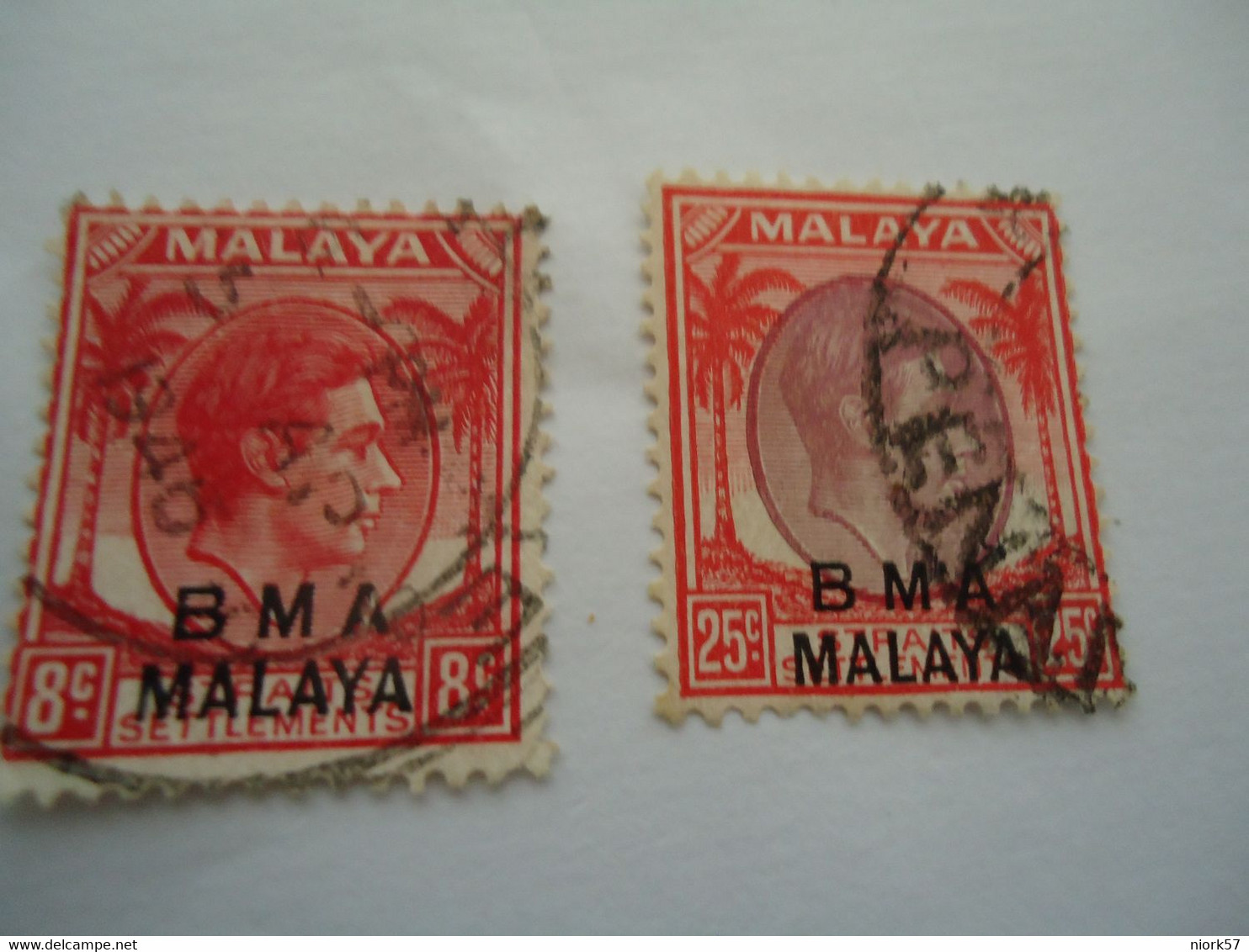 MALAYA  STAMPS 2 USED KING OVERPRINT B M A  MALAYA - Chamba