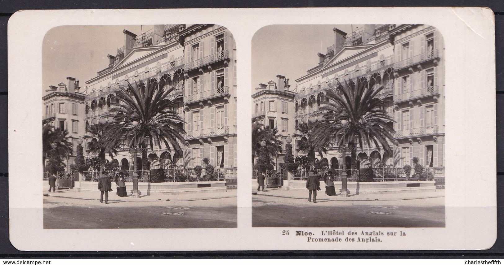 ANCIENNE PHOTO STEREO FRANCE - NICE  - HOTEL ET PROMENADE DES ANGLAIS - ENGLISH HOTEL - Photo STEGLITZ BERLIN 1904 - Photos Stéréoscopiques