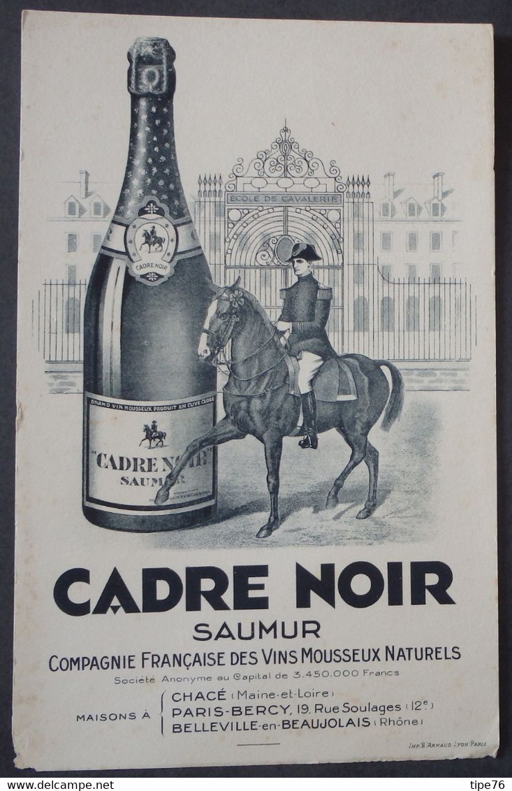 Buvard Cadre Noir Saumur Chacé Paris Bercy Belleville En Beaujolais - Liquore & Birra