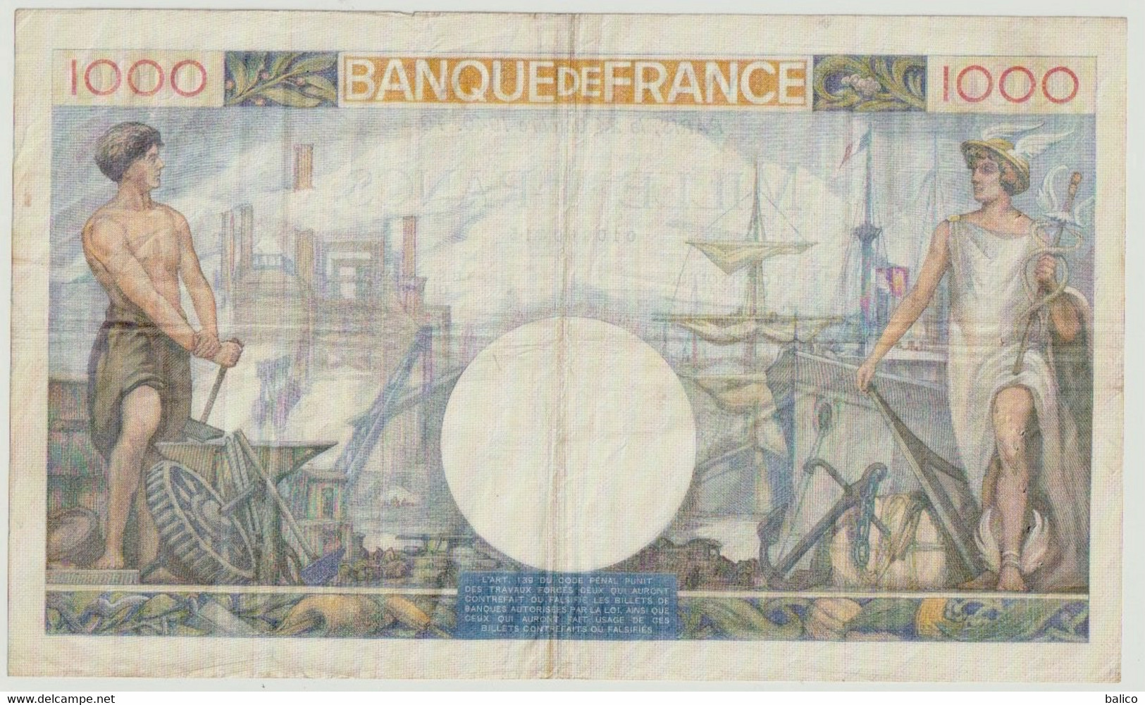 1000 Francs -  Cérès Et Mercure Du 24 Octobre 1940 (très Bon état)  N° L.439 - 415 - 1 000 F 1940-1944 ''Commerce Et Industrie''