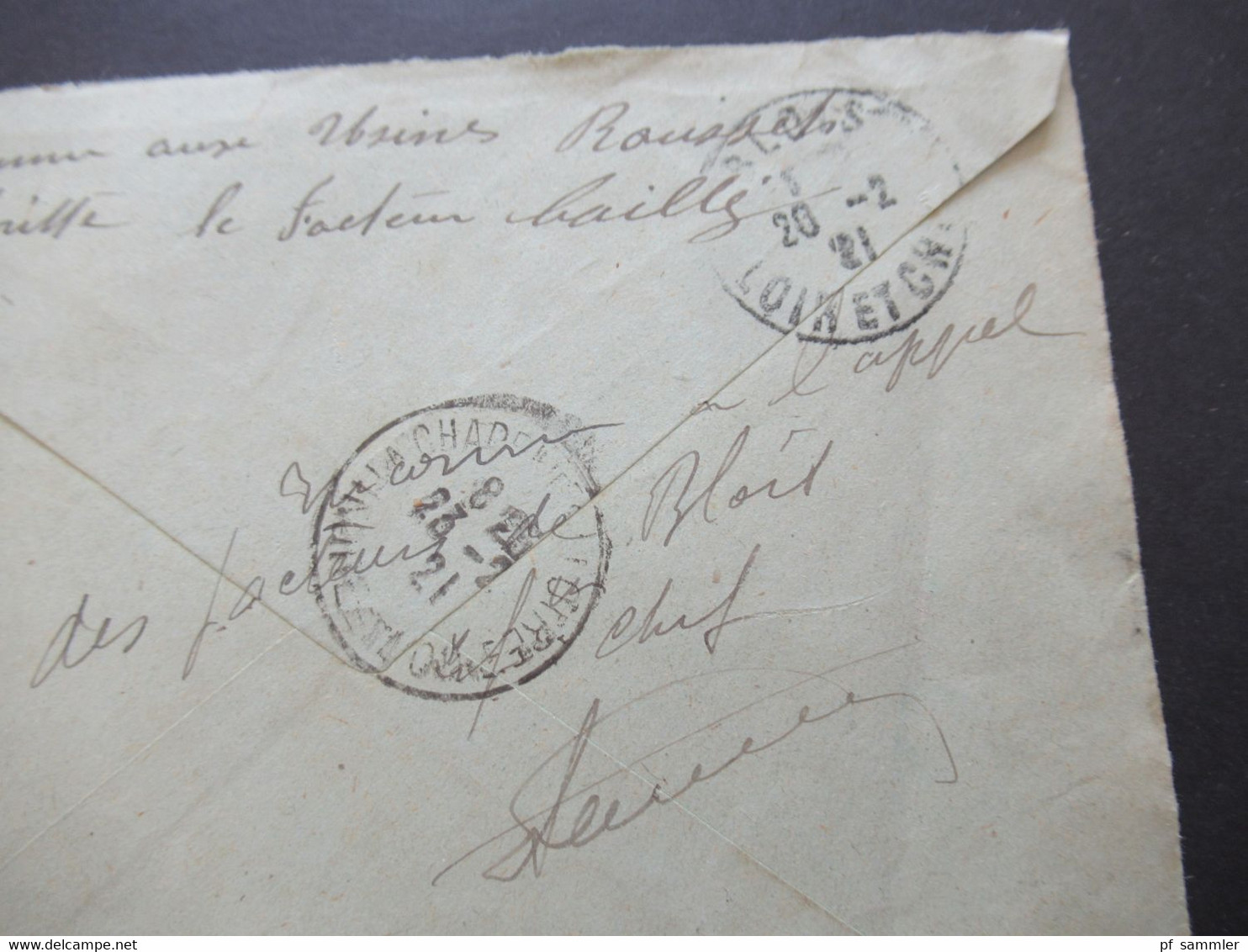 Frankreich 1921 Säerin EF Stempel L2 Retour A L'Envoyeur / Retour Brief Mit Inhalt (Notaire) Handschriftlicher Vermerk - Storia Postale