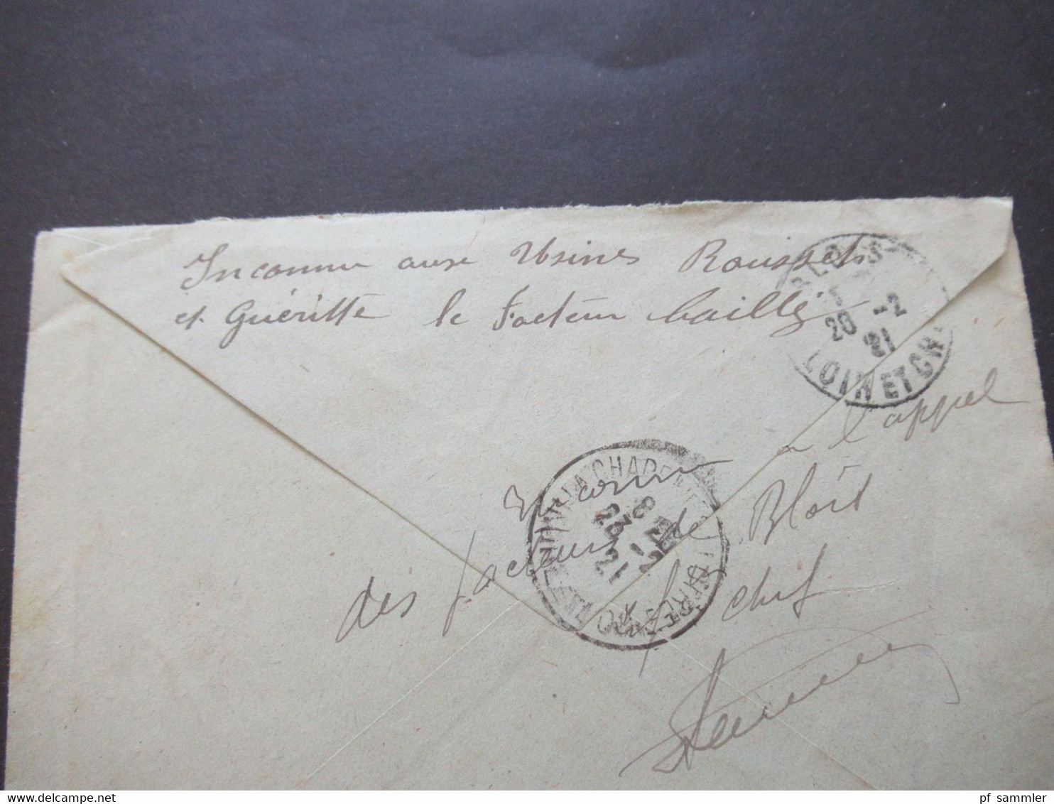 Frankreich 1921 Säerin EF Stempel L2 Retour A L'Envoyeur / Retour Brief mit Inhalt (Notaire) handschriftlicher Vermerk