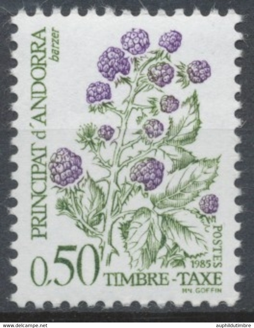 Andorre FR Timbre-Taxe N°57 50c. Flore N** ZAT57 - Unused Stamps