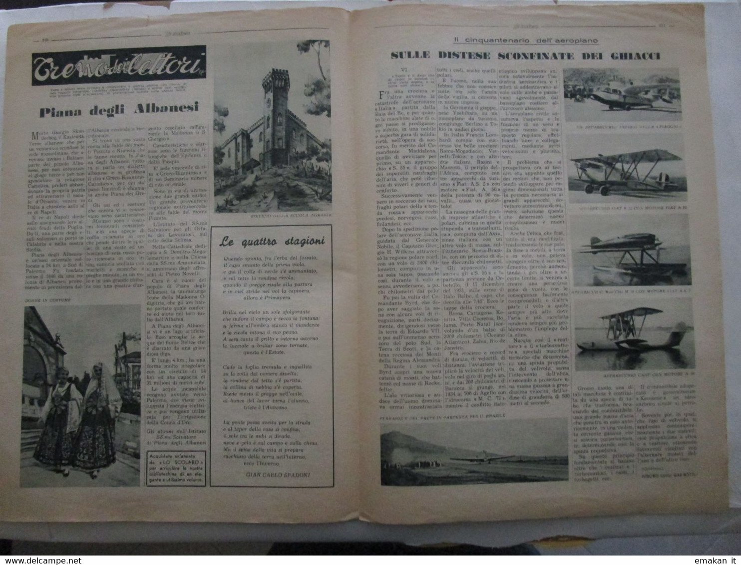 # LO SCOLARO N 18 / 1954 CORRIERE SETTIMANALE DEI PICCOLI STUDENTI / PIANA DEGLI ALBANESI / AEREI - First Editions