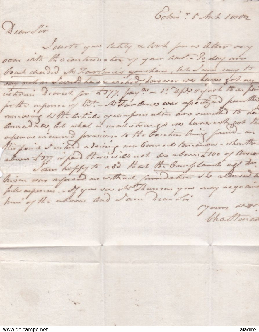 1802 - K G III - Lettre pliée en anglais de 2 pages d ' EDINBURGH vers CASTLEDOUGLAS, Scotland