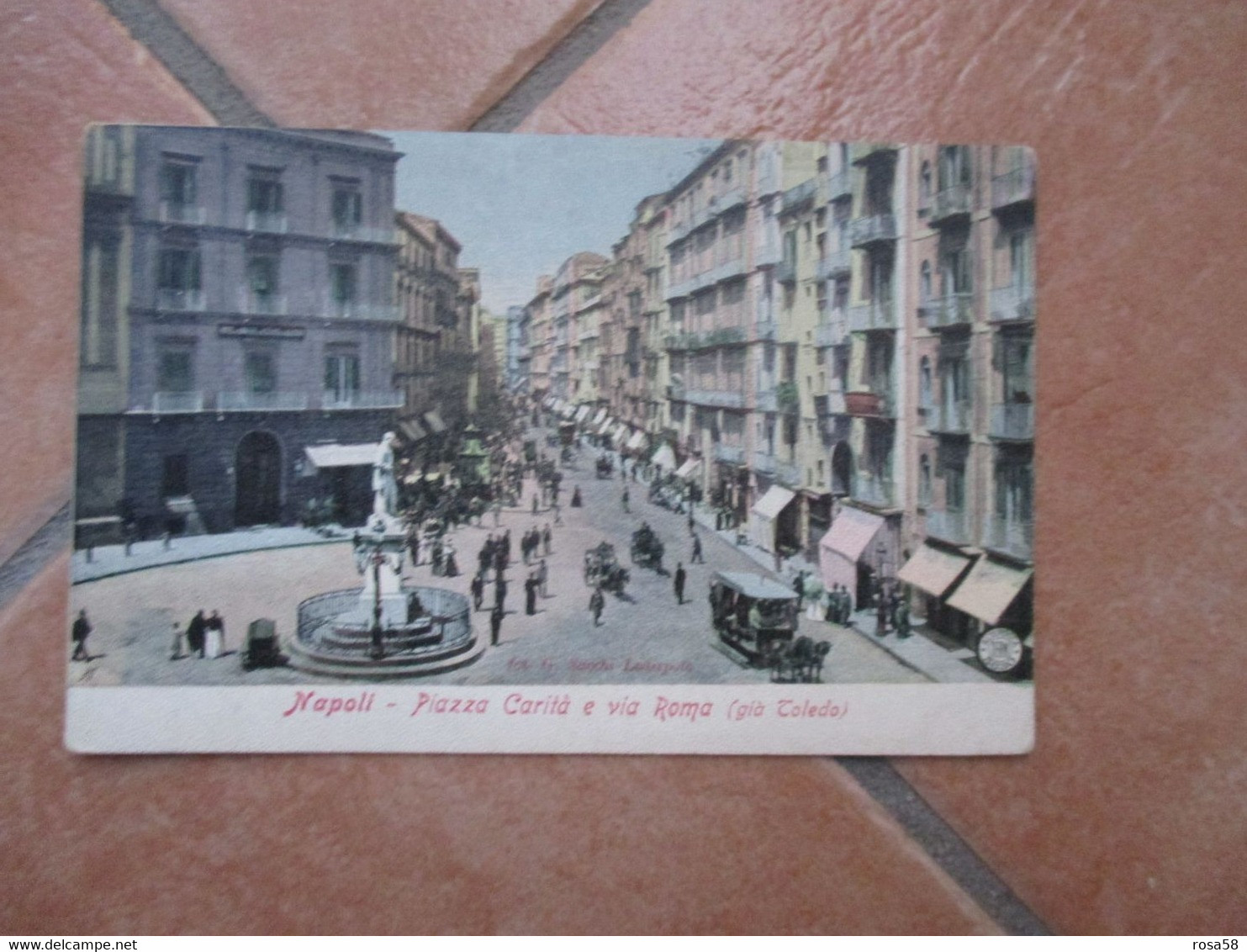 Piazza Carità E Via Roma Già Toledo Animata Tram A Cavalli Negozi Epoca - Torre Annunziata