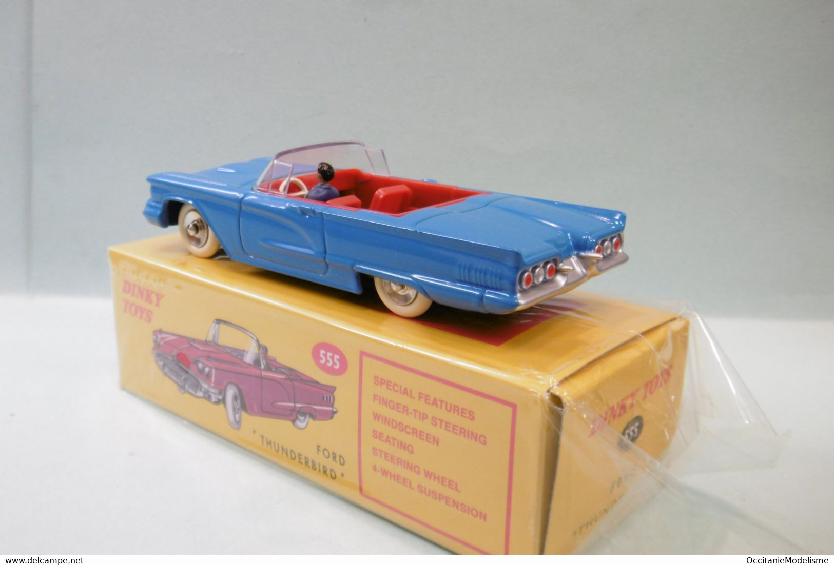 Dinky Toys / Atlas - FORD THUNDERBIRD T-BIRD Convertible Bleu Réf. 555 Neuf NBO 1/43 - Dinky