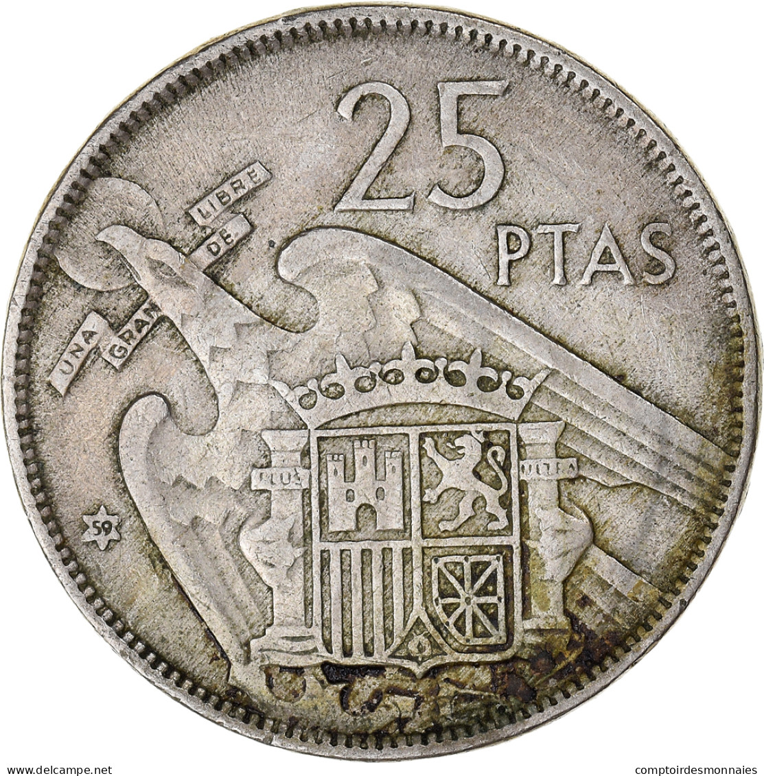 Monnaie, Espagne, Caudillo And Regent, 25 Pesetas, 1959, TB, Cupro-nickel - 25 Pesetas