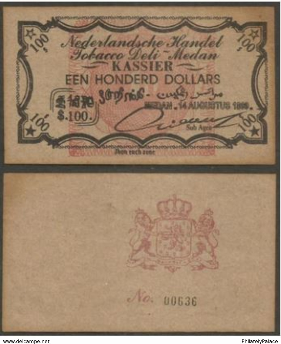 NETHERLANDS INDIES 100 Dollars 1899 Tobacco Coupon Note - Very Rare (**) - Andere & Zonder Classificatie