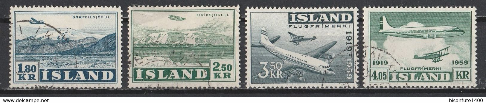 Islande Aérien 1952 Et 1959 : Timbres Yvert & Tellier N° 27 - 28 - 30 Et 31 Oblitérés. - Luchtpost