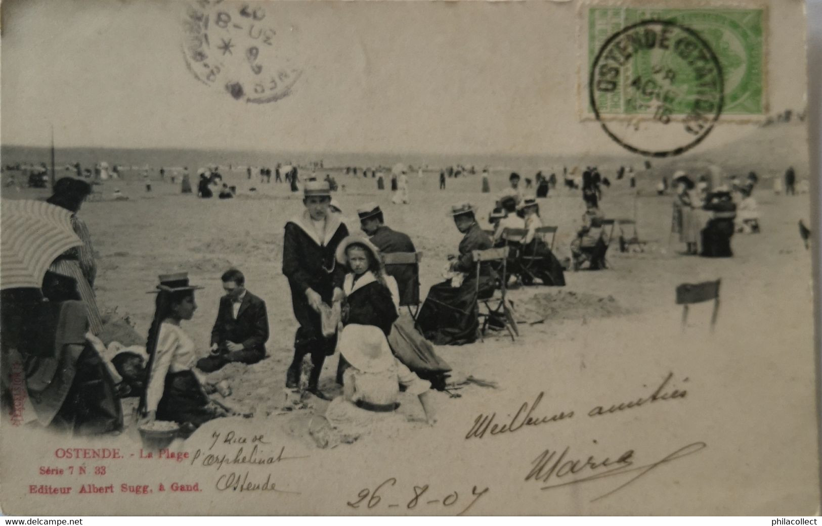 Oostende - Ostende  /  LA Plage (animee) 190? Ed. Sugg - Oostende