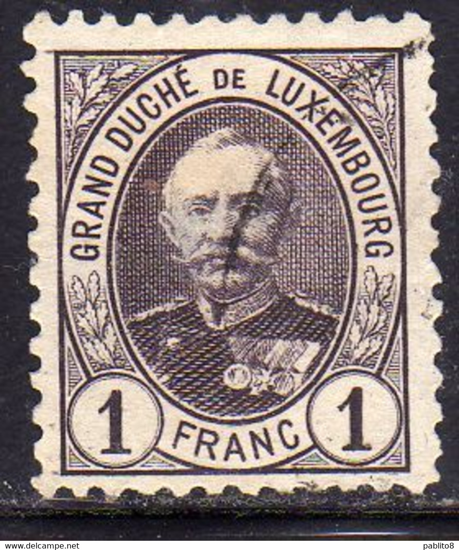 LUXEMBOURG LUSSEMBURGO 1891 1893 GRAND DUKE ADOLPHE 1fr USED USATO OBLITERE' - 1891 Adolphe Front Side
